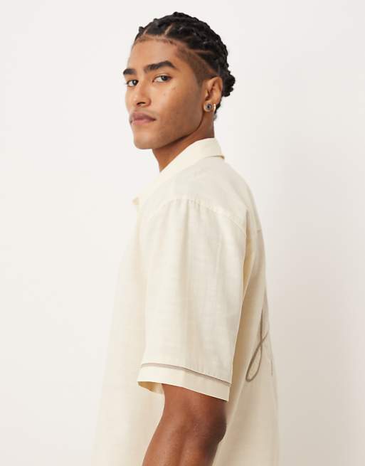 DESIGN Relaxed Shirt With Back Print In Beige