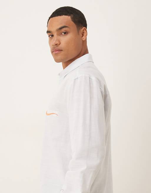 DESIGN Relaxed Shirt With Chest Embroidery In Blue
