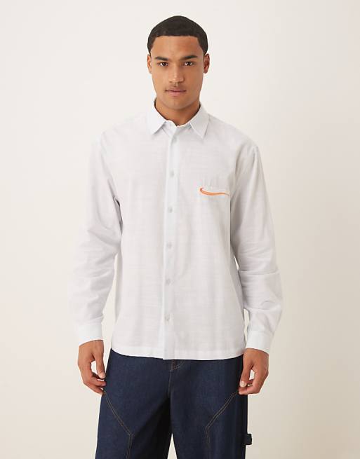 DESIGN relaxed shirt with chest embroidery in blue
