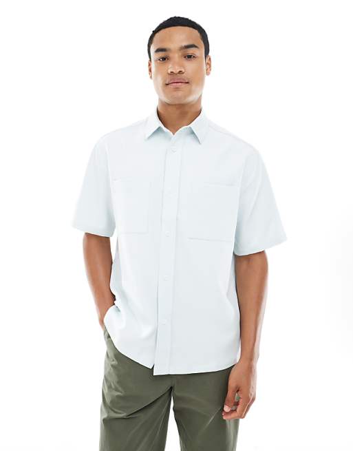 DESIGN relaxed shirt with patch pockets in blue
