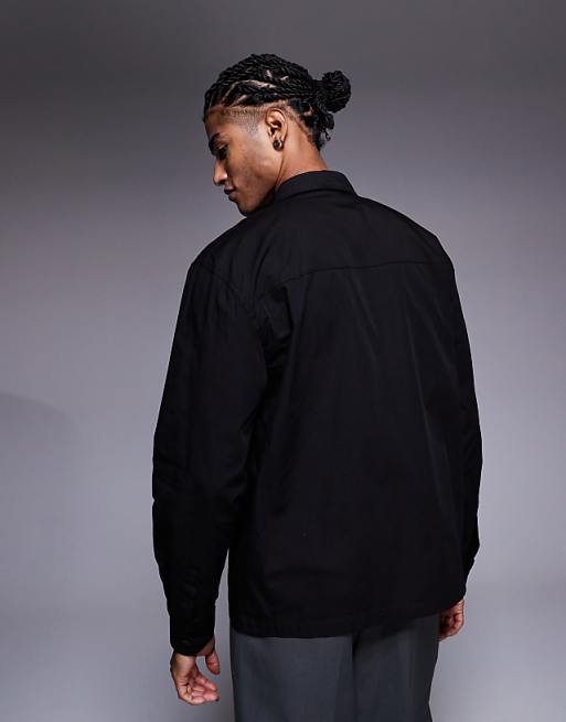DESIGN Relaxed Shirt With Pocket Detail In Black