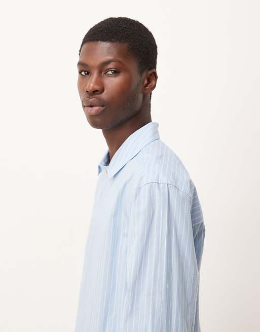 DESIGN Relaxed Shirt With Pockets In Blue Stripe