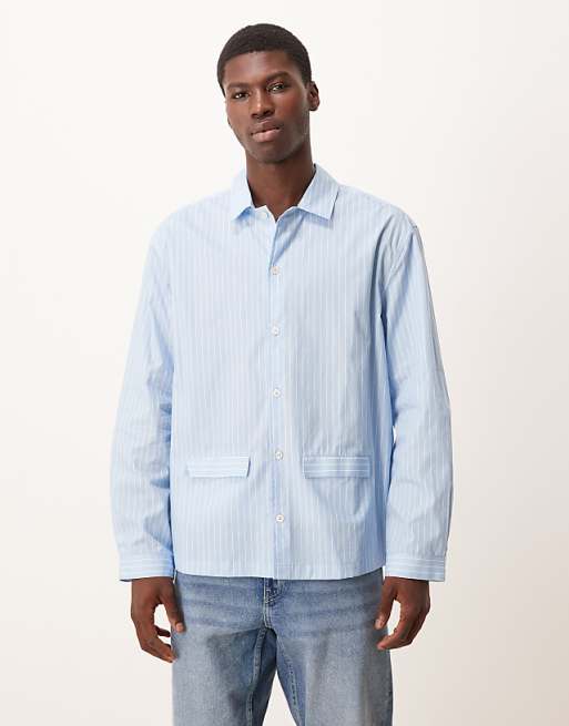 DESIGN relaxed shirt with pockets in blue stripe