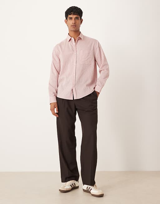 DESIGN Relaxed Stripe Poplin Shirt In Pink