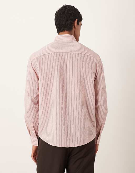 DESIGN Relaxed Stripe Poplin Shirt In Pink