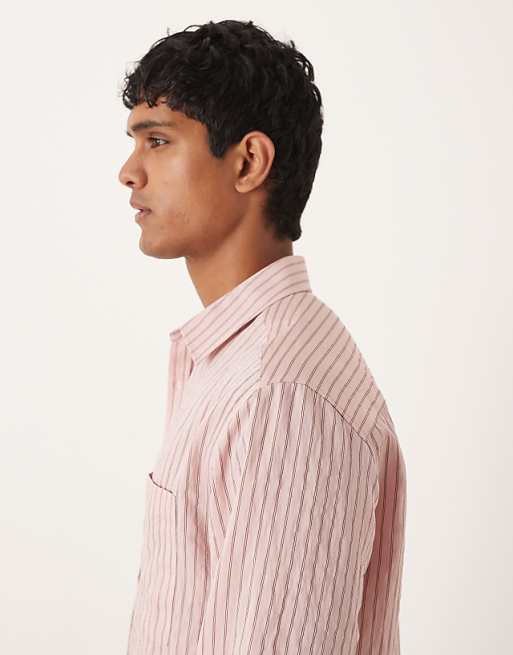 DESIGN Relaxed Stripe Poplin Shirt In Pink