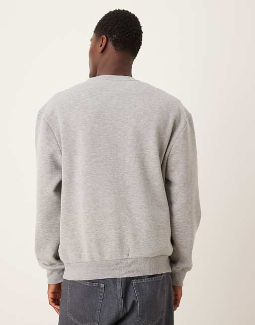 DESIGN Relaxed Sweatshirt With Contrast Panels And Piping In Grey Marl