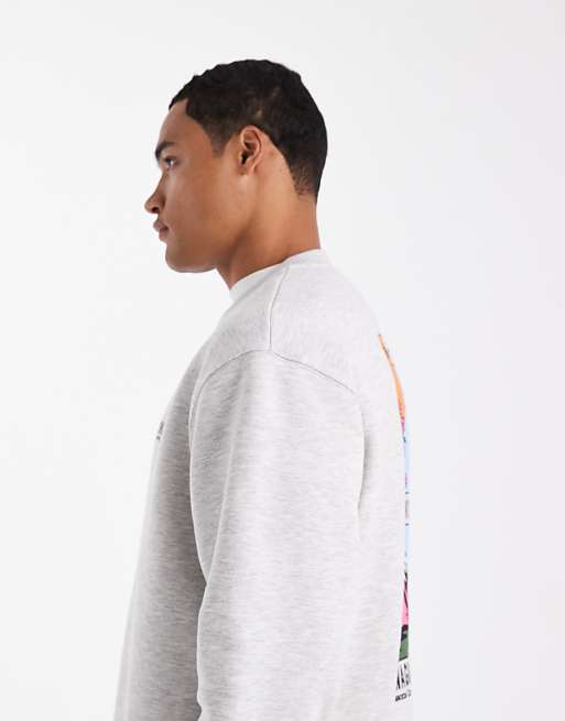 DESIGN Relaxed Sweatshirt With Souvenir Print In White Marl