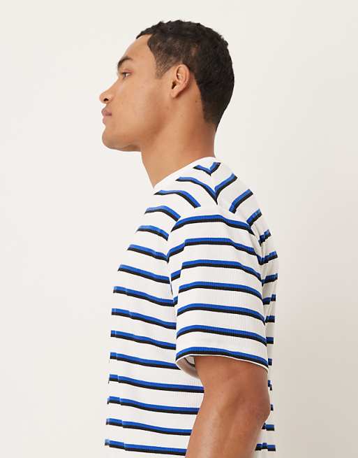 DESIGN Relaxed T-shirt In Blue And White Stripe Texture