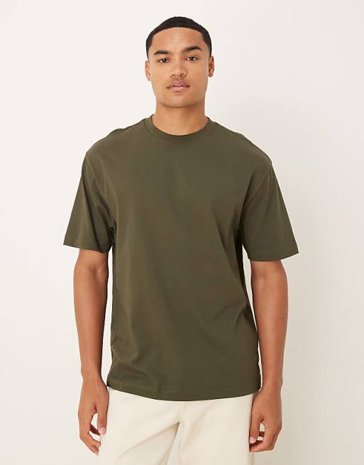 DESIGN Relaxed T-shirt With Back Print In Khaki