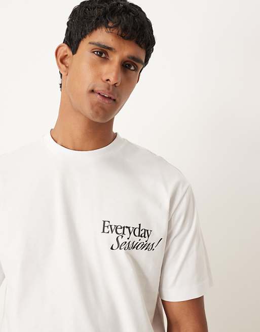 DESIGN Relaxed T-shirt With Cartoon Back Print In White