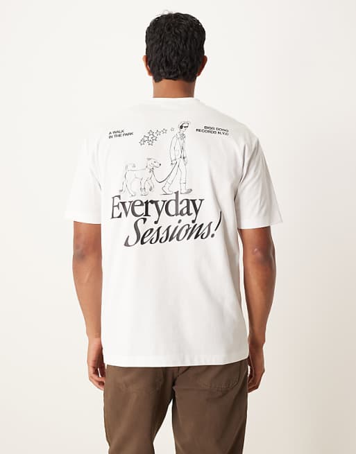 DESIGN relaxed t-shirt with cartoon back print in white