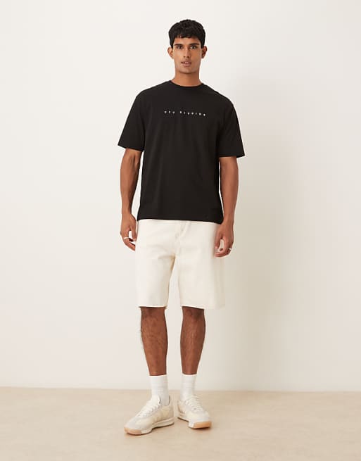 DESIGN Relaxed T-shirt With Chest Print In Black