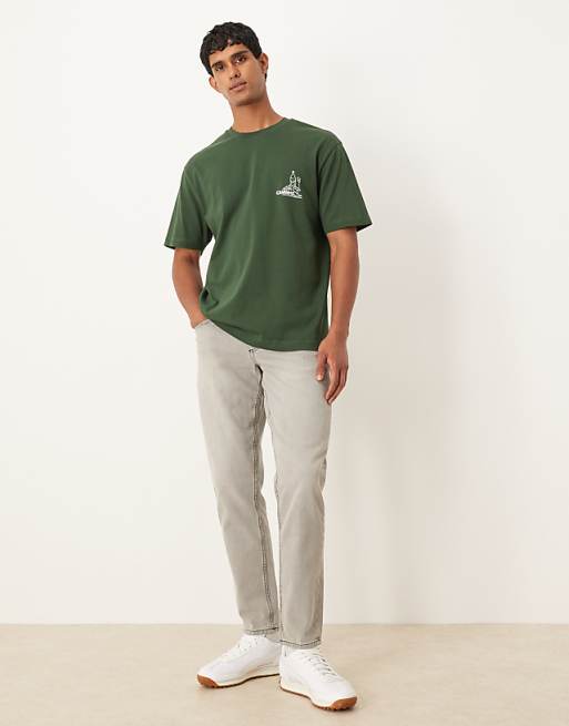 DESIGN Relaxed T-shirt With Chest Print In Green