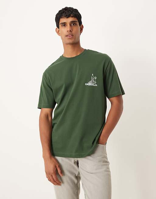 DESIGN relaxed t-shirt with chest print in green