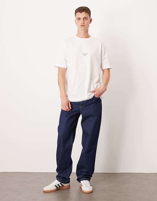 DESIGN Relaxed T-shirt With Chest Print In White