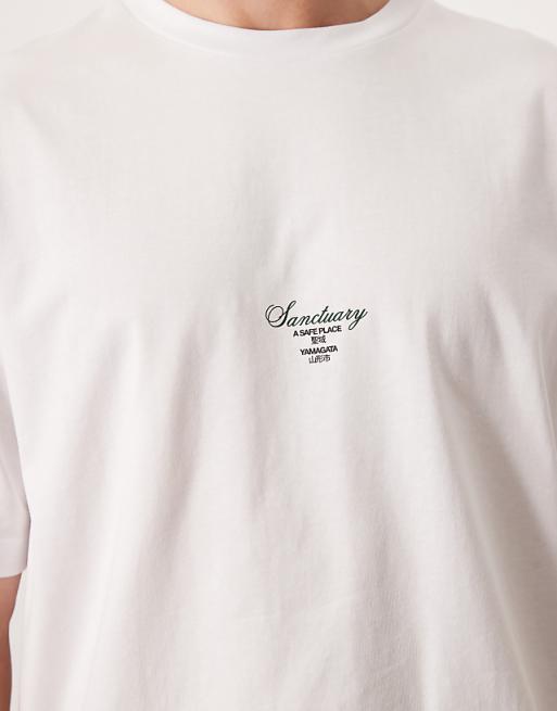 DESIGN Relaxed T-shirt With Chest Print In White