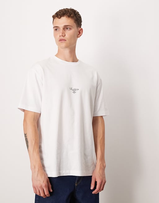 DESIGN relaxed t-shirt with chest print in white