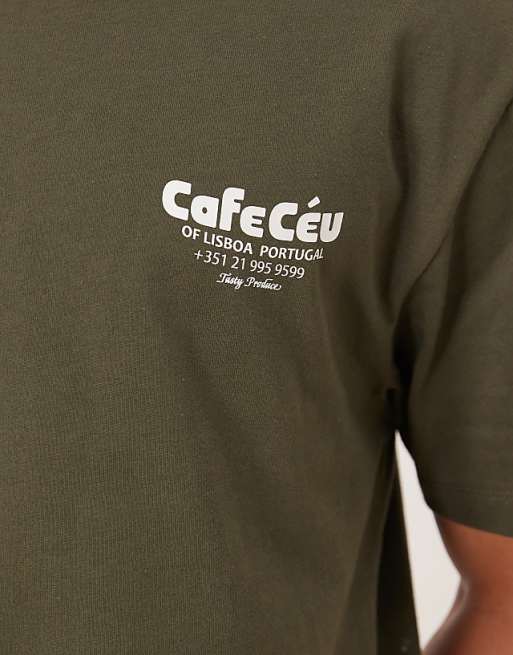 DESIGN Relaxed T-shirt With Coffee Print In Khaki