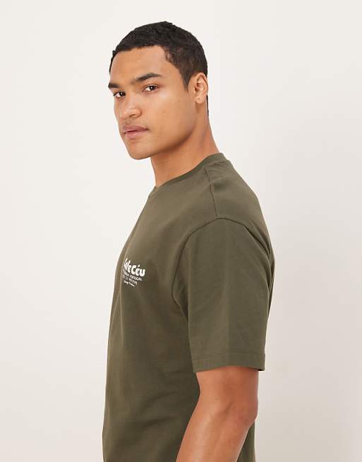 DESIGN Relaxed T-shirt With Coffee Print In Khaki