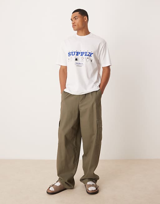 DESIGN Relaxed T-shirt With Coffee Shop Print In White