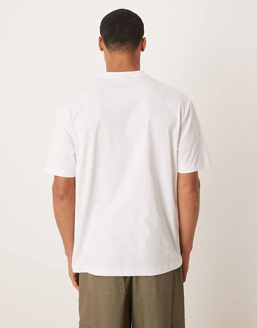 DESIGN Relaxed T-shirt With Coffee Shop Print In White