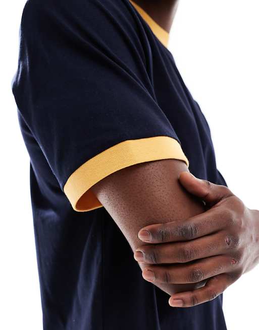 DESIGN Relaxed T-shirt With Contrast Detail In Navy