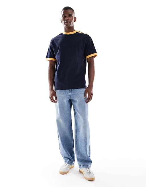 DESIGN Relaxed T-shirt With Contrast Detail In Navy