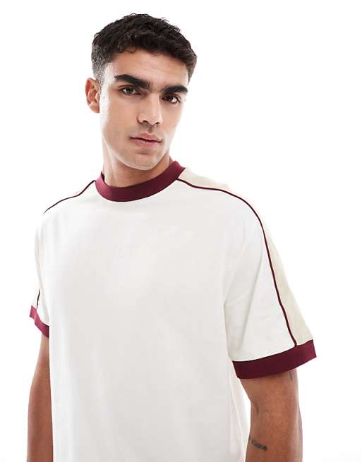 DESIGN Relaxed T-shirt With Contrast Detail In Cream