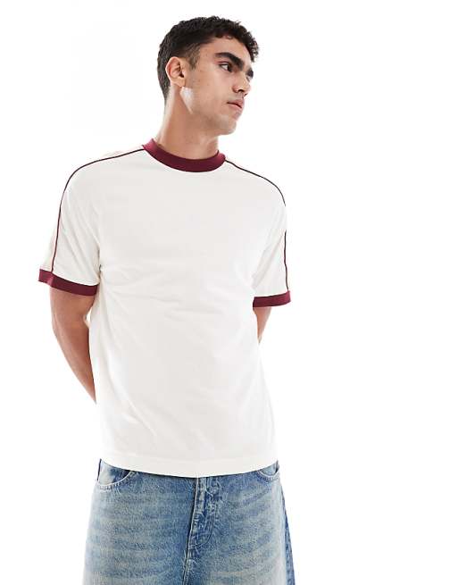 DESIGN relaxed t-shirt with contrast detail in cream