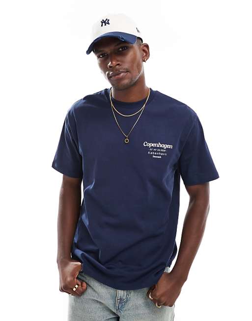 DESIGN Relaxed T-shirt With Copenhagen Back Print In Navy