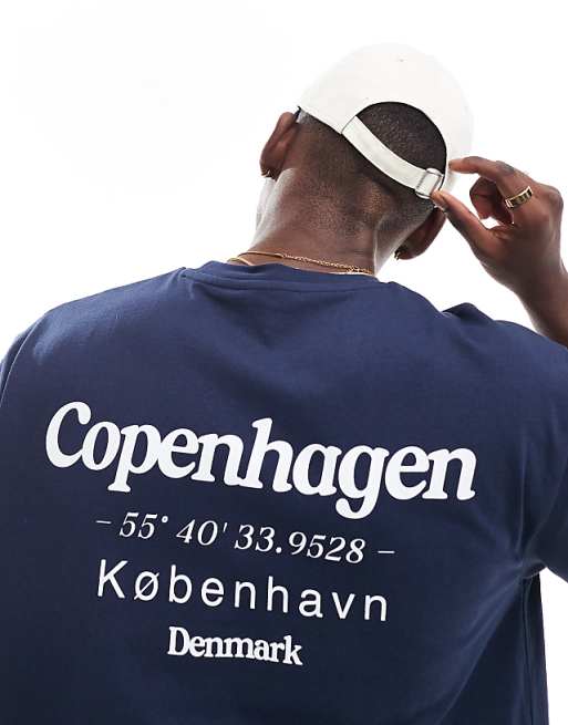 DESIGN Relaxed T-shirt With Copenhagen Back Print In Navy