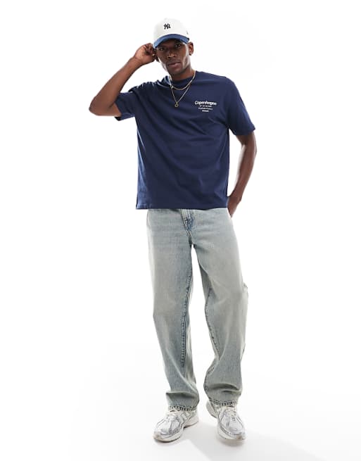 DESIGN Relaxed T-shirt With Copenhagen Back Print In Navy