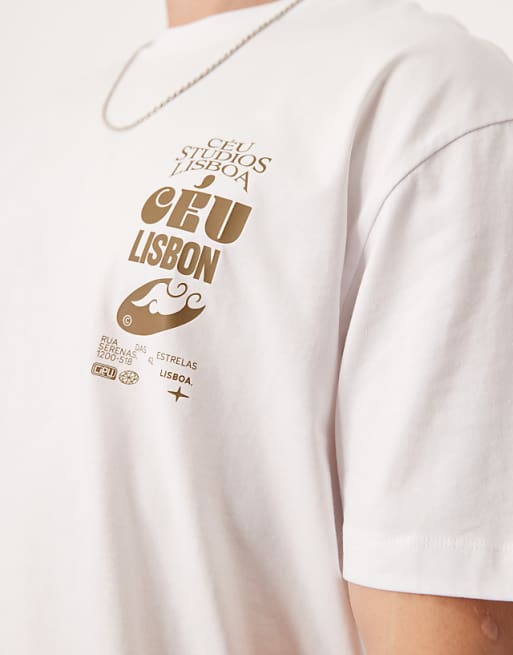 DESIGN Relaxed T-shirt With Destination Print In White