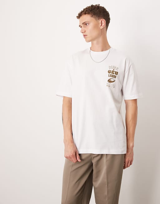 DESIGN relaxed t-shirt with destination print in white