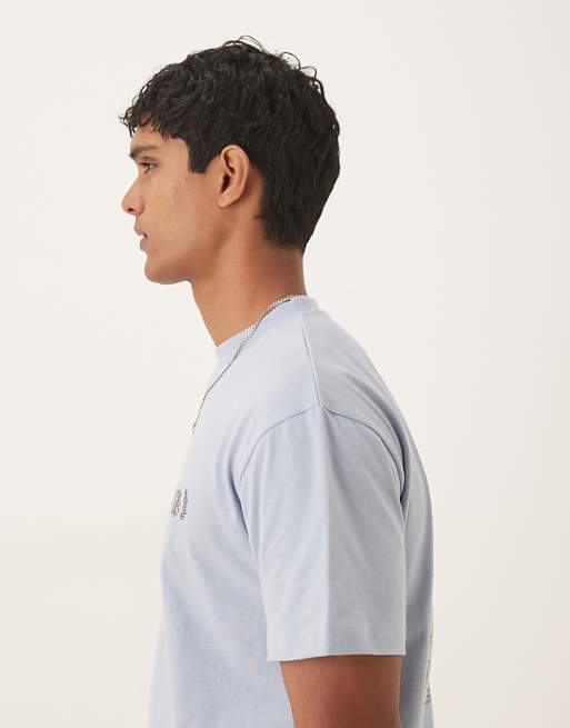 DESIGN Relaxed T-shirt With Drinks Graphic In Light Blue