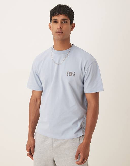DESIGN Relaxed T-shirt With Drinks Graphic In Light Blue