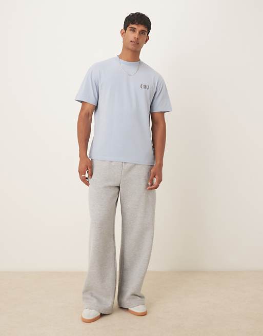 DESIGN Relaxed T-shirt With Drinks Graphic In Light Blue