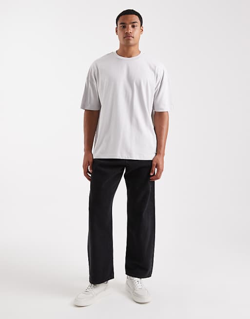 DESIGN Relaxed T-shirt With Dropped Shoulder And  Street Graphic Puff Print In Grey
