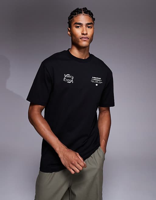 DESIGN Relaxed T-shirt With Floral And Text Graphic In Black