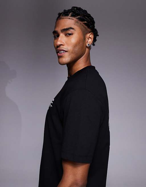 DESIGN Relaxed T-shirt With Floral And Text Graphic In Black