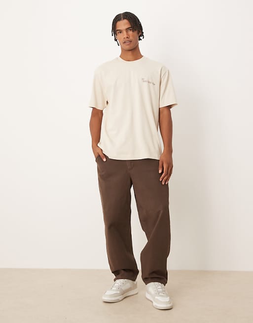DESIGN Relaxed T-shirt With Floral Back Print In Off White