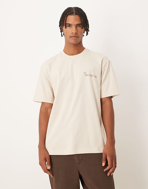 DESIGN Relaxed T-shirt With Floral Back Print In Off White