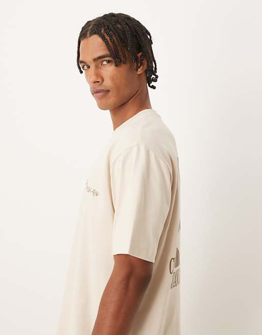 DESIGN Relaxed T-shirt With Floral Back Print In Off White