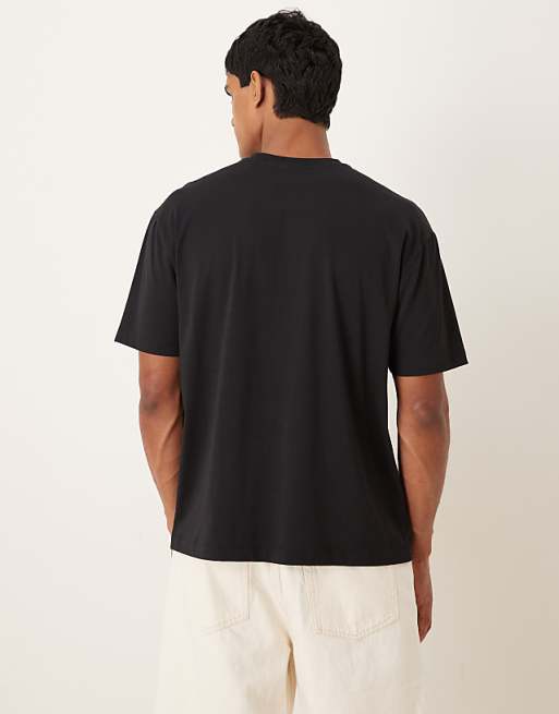 DESIGN Relaxed T-shirt With Floral Chest Print In Black