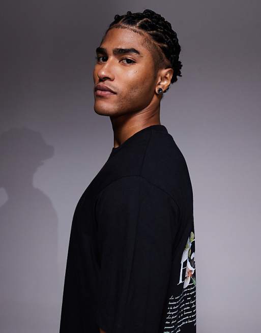 DESIGN Relaxed T-shirt With Floral Graphic In Black