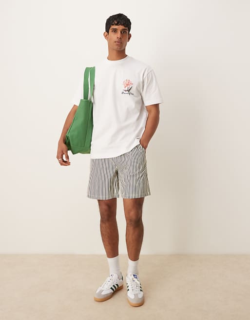 DESIGN Relaxed T-shirt With Floral Graphic In White