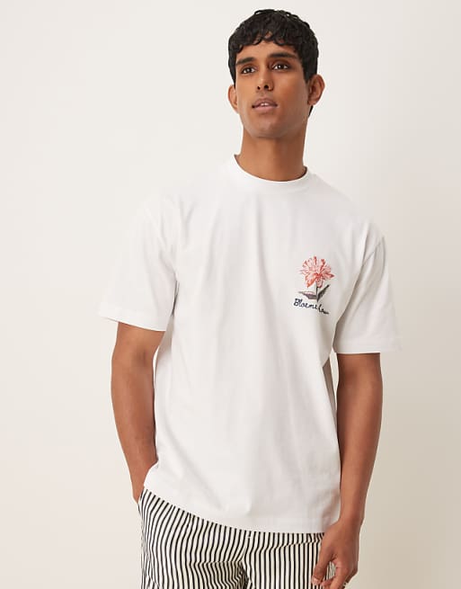 DESIGN Relaxed T-shirt With Floral Graphic In White