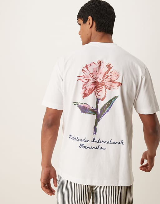 DESIGN relaxed t-shirt with floral graphic in white