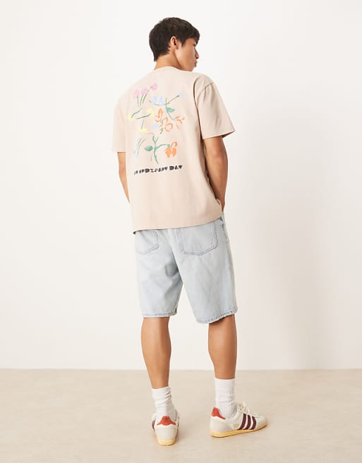 DESIGN Relaxed T-shirt With Flower Graphic In Neutral